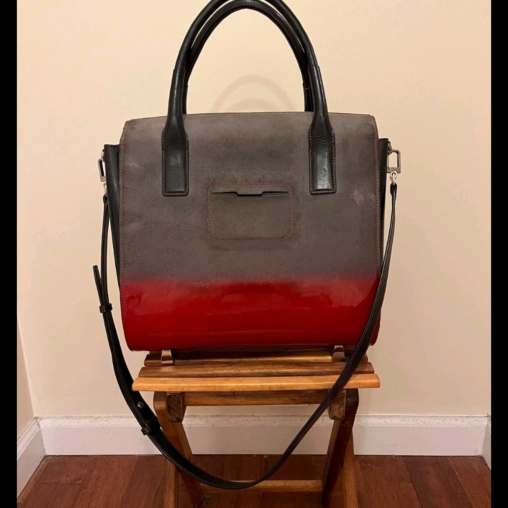 Alexander Wang Gray, Black & Red Ombre Satchel Leather Handbag - Picture 2 of 11